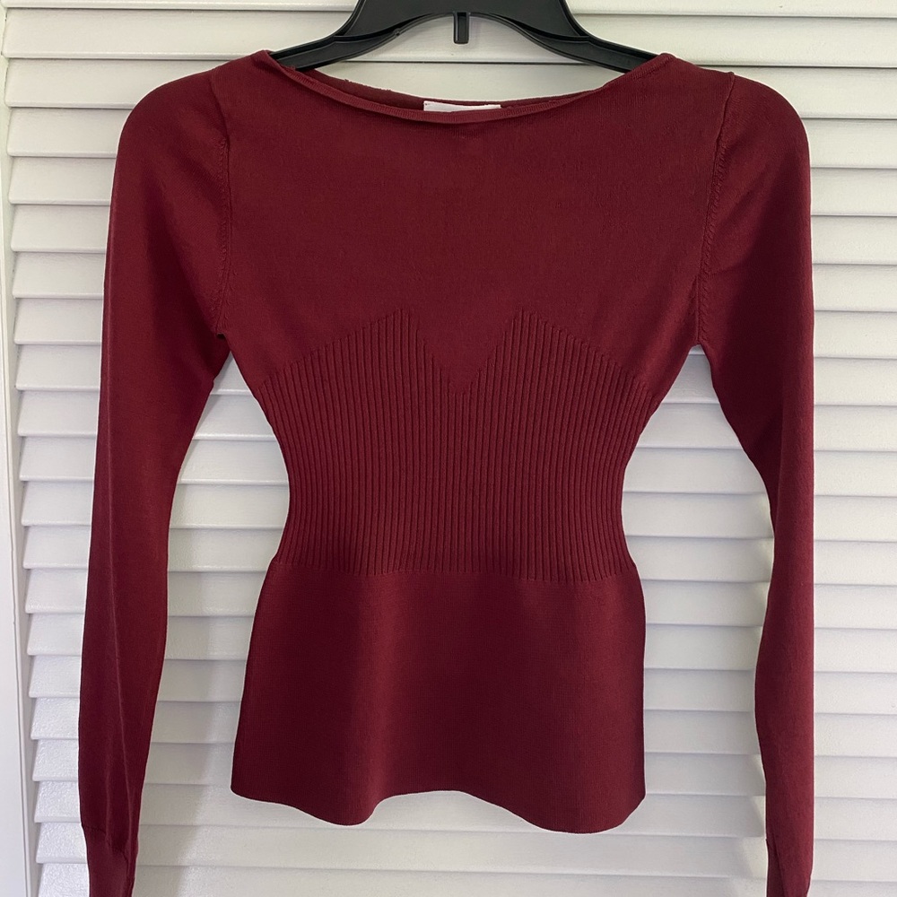 WHO WHAT WEAR NWT LO BOATNECK CORSET SWEATER